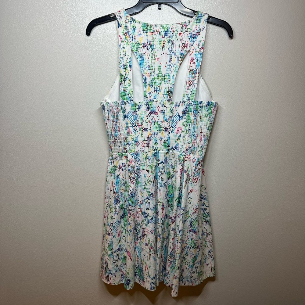 GUESS Multicolor Polkadot Open Back Fit and Flare V-Neck Dress Women Size 6 - Picture 4 of 4